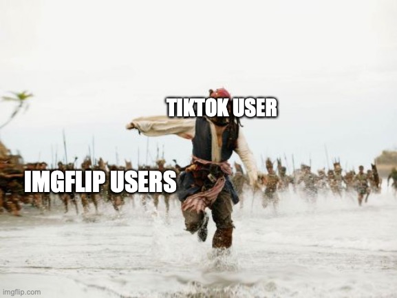 Jack Sparrow Being Chased | TIKTOK USER; IMGFLIP USERS | image tagged in memes,jack sparrow being chased | made w/ Imgflip meme maker