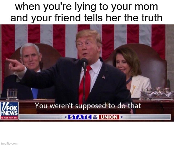 you werent supposed to do that | when you're lying to your mom and your friend tells her the truth | image tagged in you werent supposed to do that,funny,memes,lying,mom,friend | made w/ Imgflip meme maker