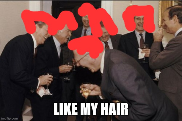 Laughing Men In Suits Meme | LIKE MY HAIR | image tagged in memes,laughing men in suits | made w/ Imgflip meme maker