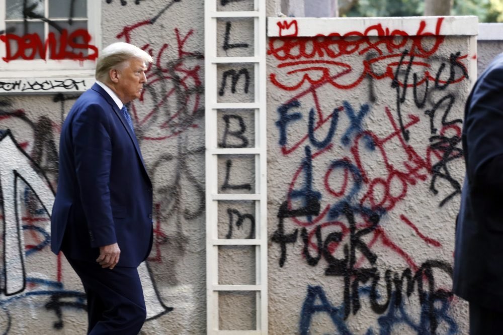 Trump Writing on Wall Blank Meme Template