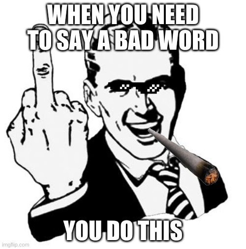 1950s Middle Finger Meme | WHEN YOU NEED TO SAY A BAD WORD; YOU DO THIS | image tagged in memes,1950s middle finger | made w/ Imgflip meme maker