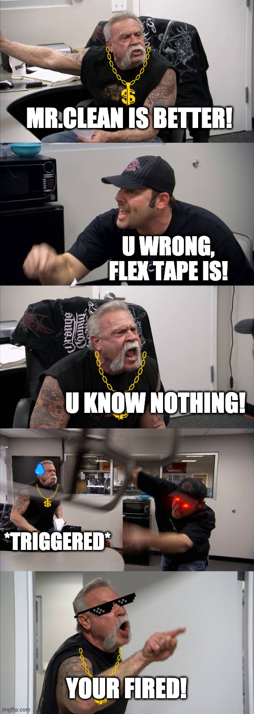 Mr.Clean vs Flex Tape Blank Meme Template