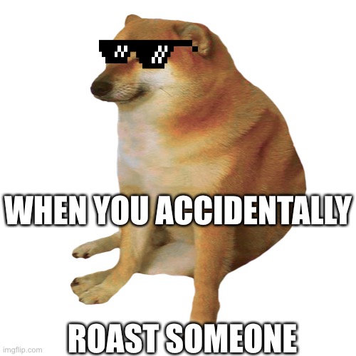 cheems | WHEN YOU ACCIDENTALLY; ROAST SOMEONE | image tagged in cheems | made w/ Imgflip meme maker
