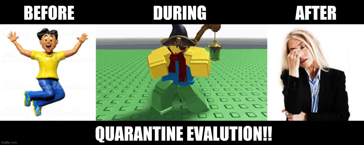 QUARNTINE GAMING EVALUTION | BEFORE; AFTER; DURING; QUARANTINE EVALUTION!! | image tagged in roblox,roblox meme,meme,xd | made w/ Imgflip meme maker