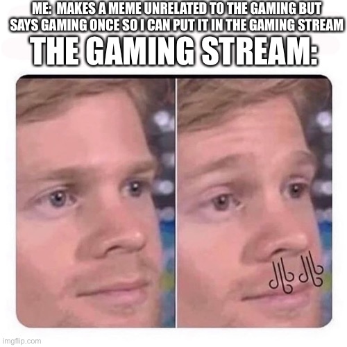 Gaming | ME:  MAKES A MEME UNRELATED TO THE GAMING BUT SAYS GAMING ONCE SO I CAN PUT IT IN THE GAMING STREAM; THE GAMING STREAM: | image tagged in slight exhale | made w/ Imgflip meme maker
