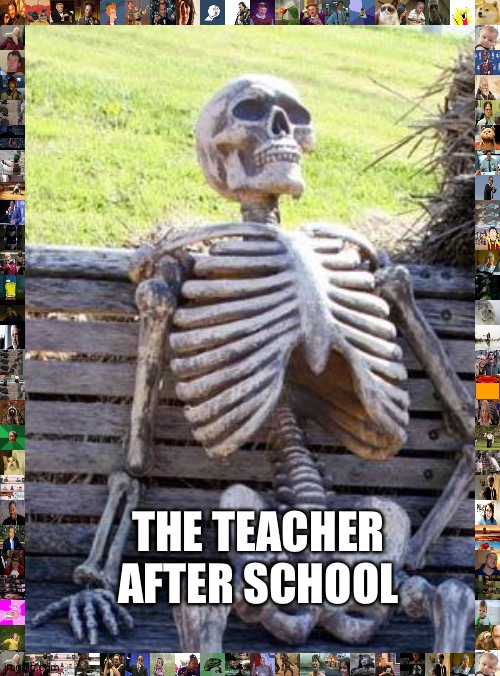 THE TEACHER AFTER SCHOOL | image tagged in memes,waiting skeleton | made w/ Imgflip meme maker