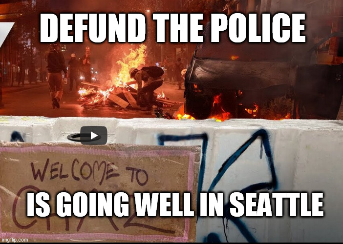 Defund the Police | DEFUND THE POLICE; IS GOING WELL IN SEATTLE | image tagged in seattle,defund police | made w/ Imgflip meme maker