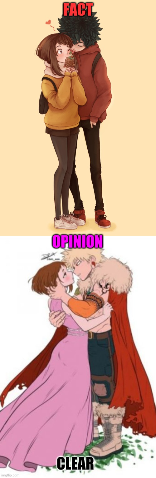 In my opinion plz dont hate | FACT; OPINION; CLEAR | image tagged in anime,relationships | made w/ Imgflip meme maker