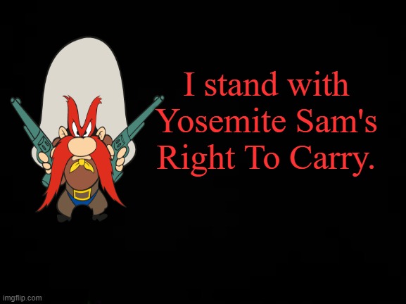 WORD! | I stand with Yosemite Sam's Right To Carry. | image tagged in black screen,memes,yosemite sam,hbo | made w/ Imgflip meme maker