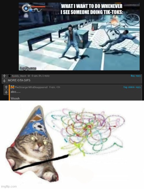 Thats not GTA, pal.... | image tagged in woosh cat | made w/ Imgflip meme maker