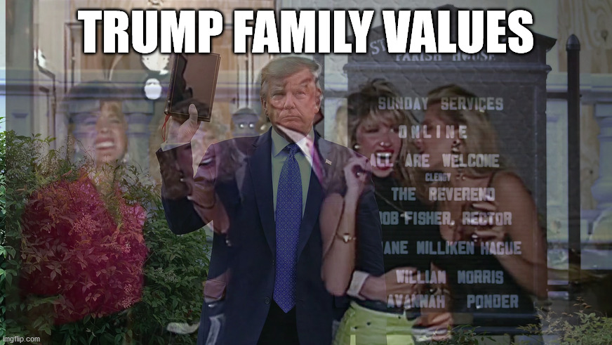 TRUMP FAMILY VALUES | TRUMP FAMILY VALUES | image tagged in donald trump,family values | made w/ Imgflip meme maker