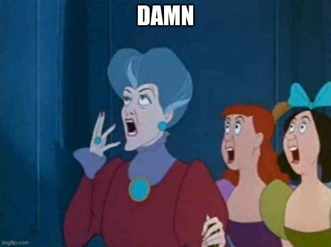 Shocked Stepmother and Stepsisters | DAMN | image tagged in shocked stepmother and stepsisters | made w/ Imgflip meme maker