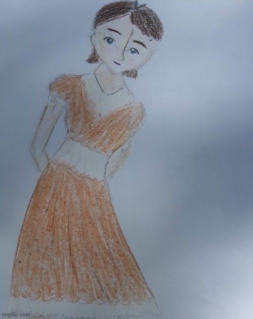 I couldn't help it!! Me in my costume for Polly in Magician's Nephew | image tagged in polly plummer,magician's nephew,loved it,you would draw it too if you were as in love with it as me,it fit me like a dream,i sou | made w/ Imgflip meme maker