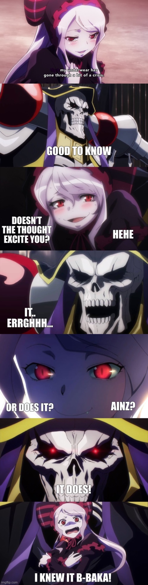 Doesn’t the thought excite you? Or does it? | image tagged in overlord,vampire | made w/ Imgflip meme maker