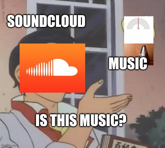 Is This A Pigeon | SOUNDCLOUD; MUSIC; IS THIS MUSIC? | image tagged in memes,is this a pigeon | made w/ Imgflip meme maker