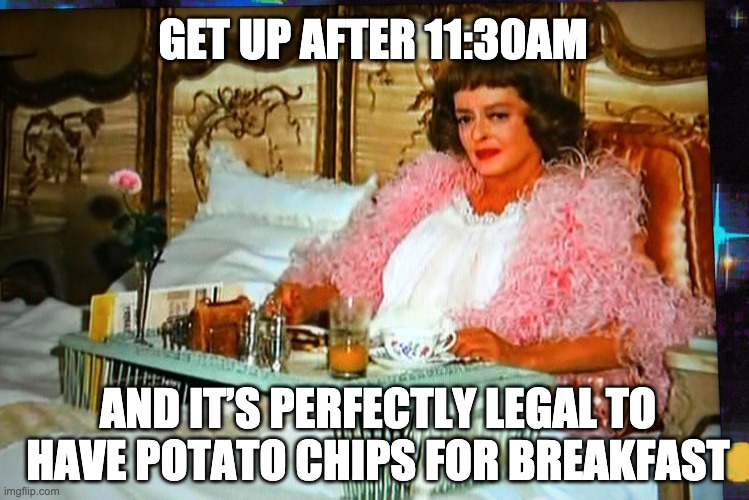 A girl's gotta do | GET UP AFTER 11:30AM; AND IT’S PERFECTLY LEGAL TO HAVE POTATO CHIPS FOR BREAKFAST | image tagged in diva,funny,entitlement,rich,unemployment,white girl | made w/ Imgflip meme maker