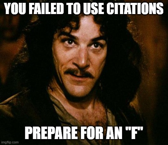 Failed to Cite | YOU FAILED TO USE CITATIONS; PREPARE FOR AN "F" | image tagged in memes,inigo montoya | made w/ Imgflip meme maker