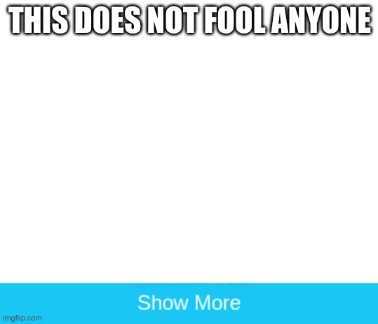 it does not | THIS DOES NOT FOOL ANYONE | image tagged in blank white template,show more | made w/ Imgflip meme maker