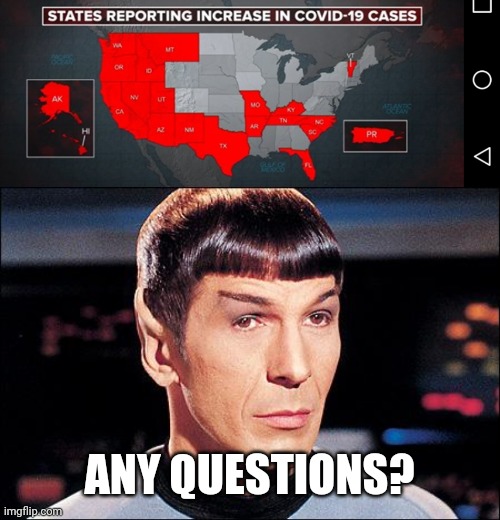 ANY QUESTIONS? | image tagged in condescending spock | made w/ Imgflip meme maker