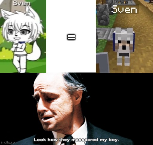 sven | = | image tagged in look how they massacred my boy,pewdiepie,sven | made w/ Imgflip meme maker