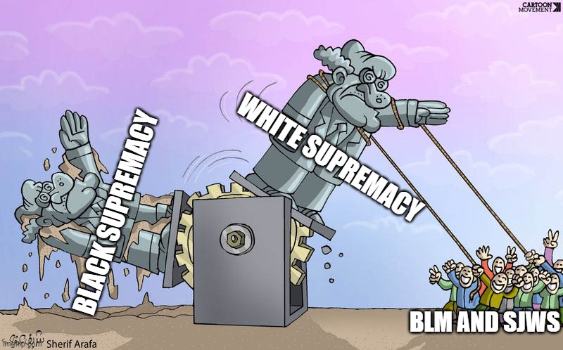 Equal opportunity is the way, not identity politics | WHITE SUPREMACY; BLACK SUPREMACY; BLM AND SJWS | image tagged in old boss new boss,memes,sjws,double standards,political revolution,discrimination | made w/ Imgflip meme maker