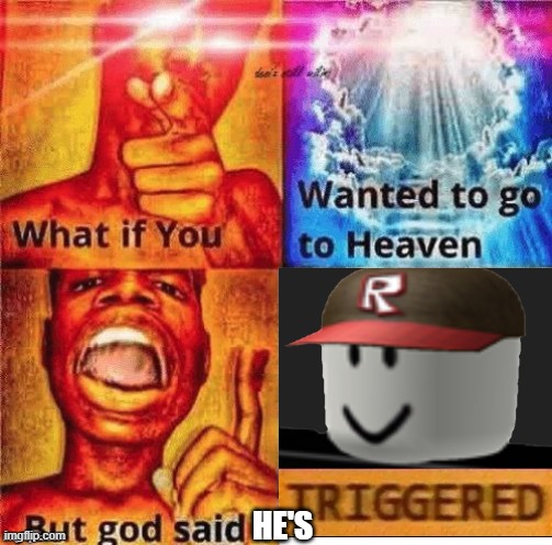 What if you wanted to go to heaven | HE'S | image tagged in what if you wanted to go to heaven | made w/ Imgflip meme maker