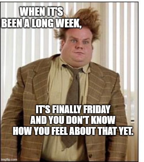 Tired | WHEN IT'S BEEN A LONG WEEK, IT'S FINALLY FRIDAY AND YOU DON'T KNOW HOW YOU FEEL ABOUT THAT YET. | image tagged in tired | made w/ Imgflip meme maker