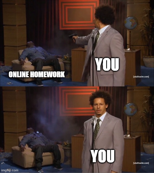 You and Online Homework | YOU; ONLINE HOMEWORK; YOU | image tagged in memes,who killed hannibal | made w/ Imgflip meme maker