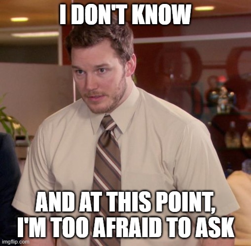 Afraid To Ask Andy Meme | I DON'T KNOW AND AT THIS POINT, I'M TOO AFRAID TO ASK | image tagged in memes,afraid to ask andy | made w/ Imgflip meme maker
