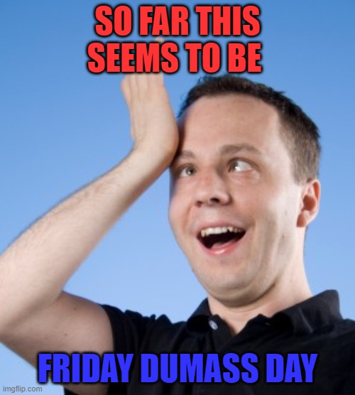 Dumbass | SO FAR THIS SEEMS TO BE; FRIDAY DUMASS DAY | image tagged in dumbass | made w/ Imgflip meme maker