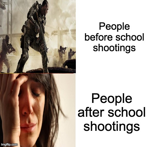 People before school shootings; People after school shootings | made w/ Imgflip meme maker