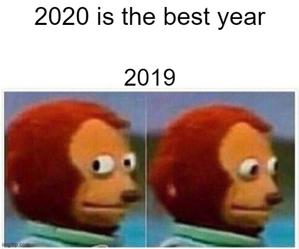 Monkey Puppet | 2020 is the best year; 2019 | image tagged in memes,monkey puppet | made w/ Imgflip meme maker