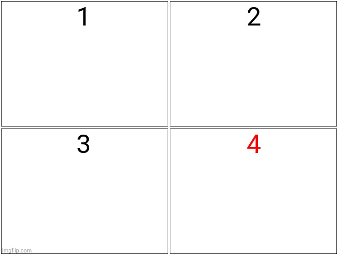 Blank Comic Panel 2x2 Meme | 1 2 3 4 | image tagged in memes,blank comic panel 2x2 | made w/ Imgflip meme maker
