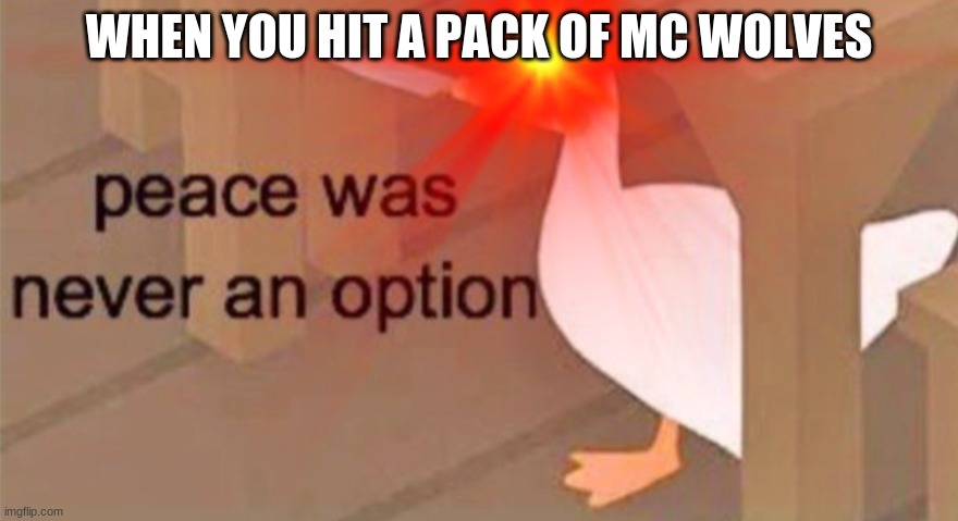 WHEN YOU HIT A PACK OF MC WOLVES | image tagged in minecraft | made w/ Imgflip meme maker