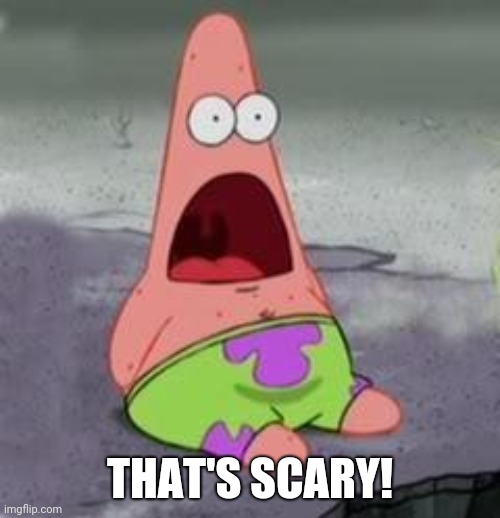 Suprised Patrick | THAT'S SCARY! | image tagged in suprised patrick | made w/ Imgflip meme maker