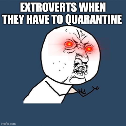 Y U No | EXTROVERTS WHEN THEY HAVE TO QUARANTINE | image tagged in memes,y u no | made w/ Imgflip meme maker