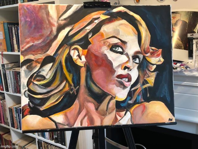 Neat painting by a fan. Not me. I can't paint to save my life. lol | image tagged in kylie fan art,fan art,oil painting,painting,cool,artwork | made w/ Imgflip meme maker