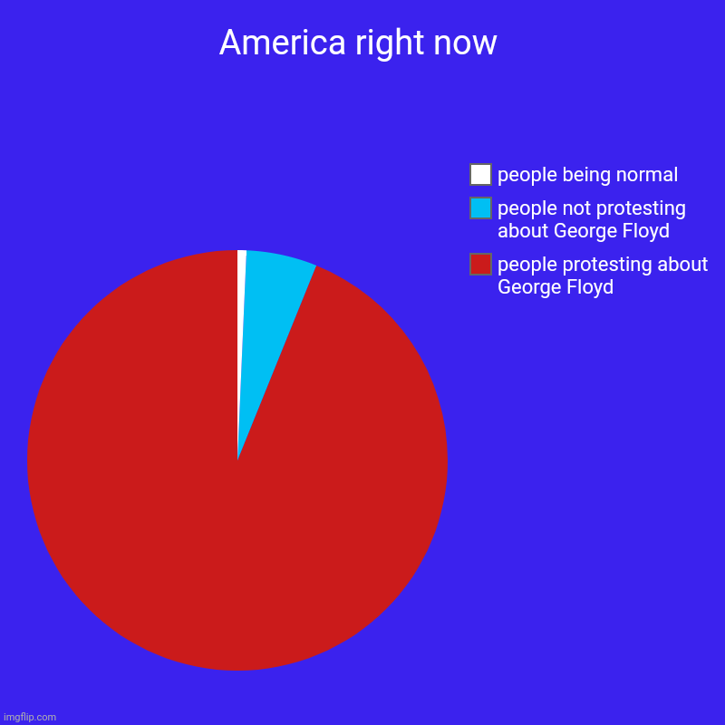 America protesting about George Floyd | America right now | people protesting about George Floyd, people not protesting about George Floyd, people being normal | image tagged in charts,pie charts | made w/ Imgflip chart maker