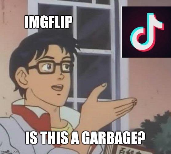 TikTok | IMGFLIP; IS THIS A GARBAGE? | image tagged in memes,is this a pigeon | made w/ Imgflip meme maker