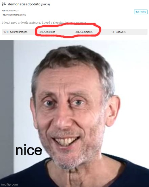 nice | image tagged in nice michael rosen | made w/ Imgflip meme maker