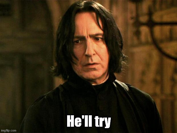Severus Snape | He'll try | image tagged in severus snape | made w/ Imgflip meme maker