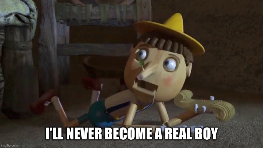 I’LL NEVER BECOME A REAL BOY | made w/ Imgflip meme maker