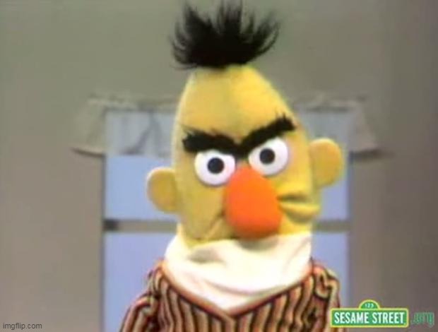 Sesame Street - Angry Bert | image tagged in sesame street - angry bert | made w/ Imgflip meme maker