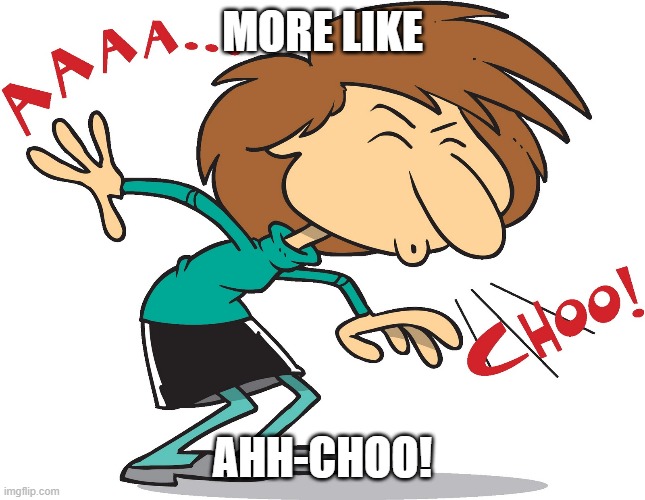 Sneeze | MORE LIKE AHH-CHOO! | image tagged in sneeze | made w/ Imgflip meme maker