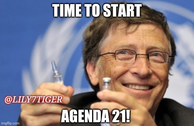 Bill Gates loves Vaccines | TIME TO START; AGENDA 21! @LILY7TIGER | image tagged in bill gates loves vaccines | made w/ Imgflip meme maker
