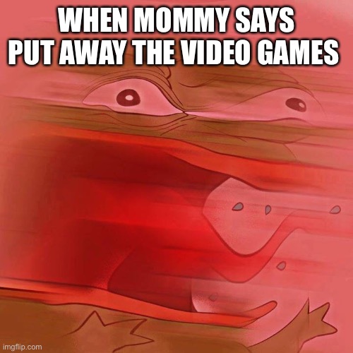 REEEEEEEEEEEE | WHEN MOMMY SAYS PUT AWAY THE VIDEO GAMES | image tagged in reeeeeeeeeeee | made w/ Imgflip meme maker