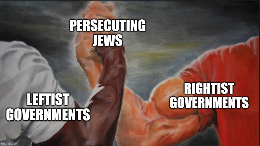 Black White Arms | PERSECUTING JEWS; RIGHTIST GOVERNMENTS; LEFTIST GOVERNMENTS | image tagged in black white arms | made w/ Imgflip meme maker