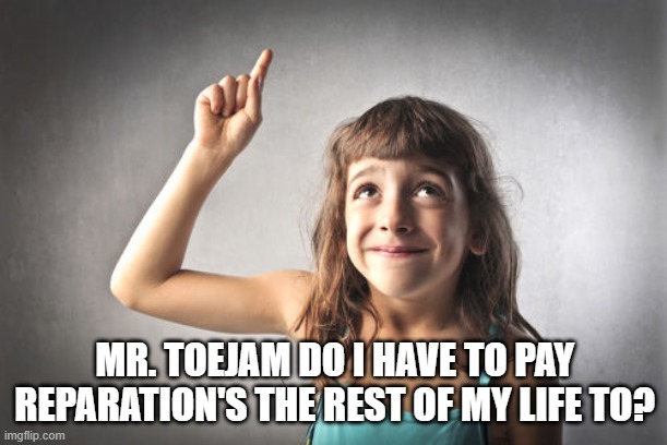 MR. TOEJAM DO I HAVE TO PAY REPARATION'S THE REST OF MY LIFE TO? | made w/ Imgflip meme maker
