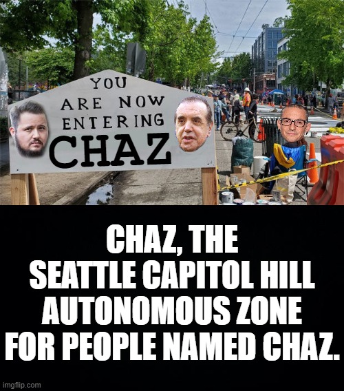 IT'S VERY SIMILAR TO "THE ISLAND OF MISFIT MASCOTS" OR "THE ISLAND FOR PEOPLE WHO KNOW TOO MUCH" it's a 3rd lala land. | CHAZ, THE SEATTLE CAPITOL HILL AUTONOMOUS ZONE FOR PEOPLE NAMED CHAZ. CHAZ | image tagged in chaz palminteri,chaz bono,chaz bennington,capitol hill autonomous zone for people named chaz,antifa communists | made w/ Imgflip meme maker