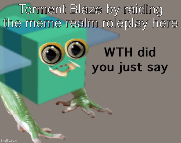 Yes | Torment Blaze by raiding the meme realm roleplay here | image tagged in frog bee wth did you just say | made w/ Imgflip meme maker
